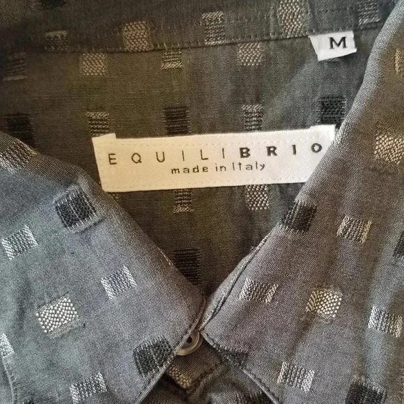 Equilibrio Men's Button Down Gray Medium Shirt - Picture 2 of 5